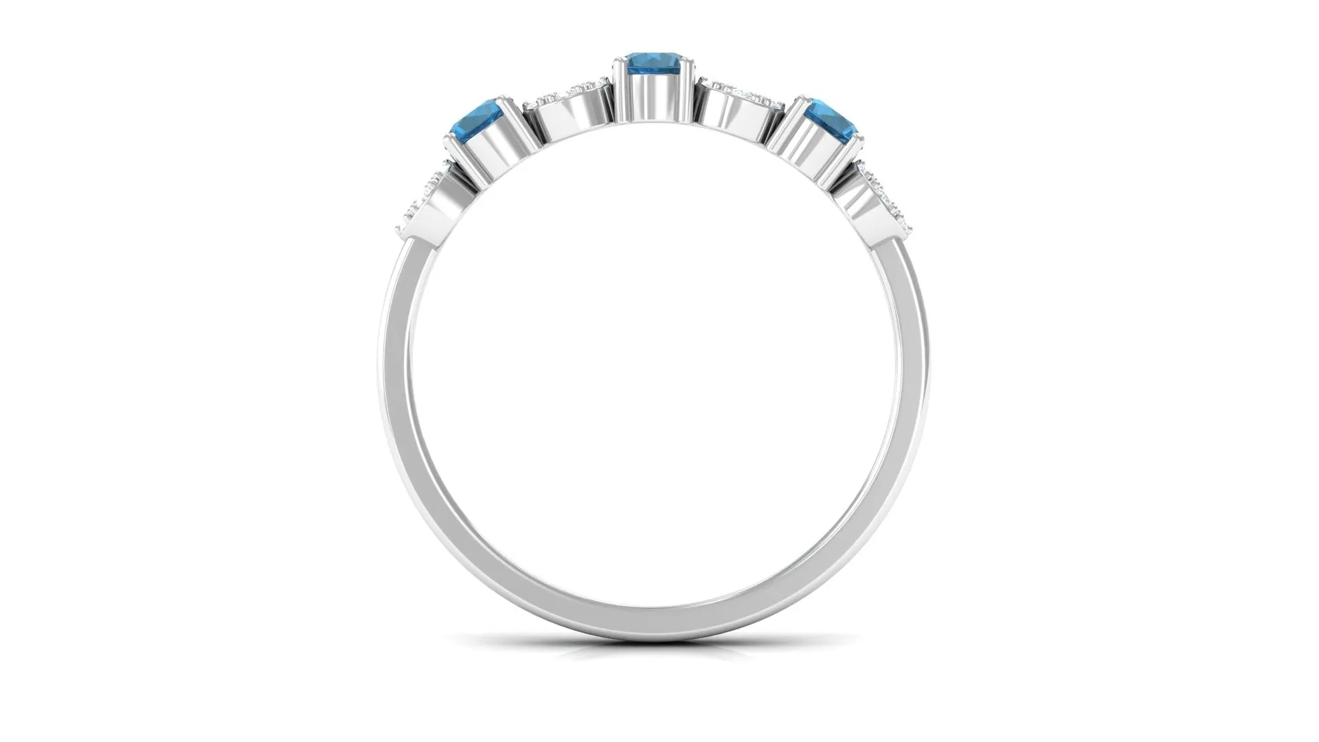 London Blue Topaz and Diamond Semi Eternity Ring