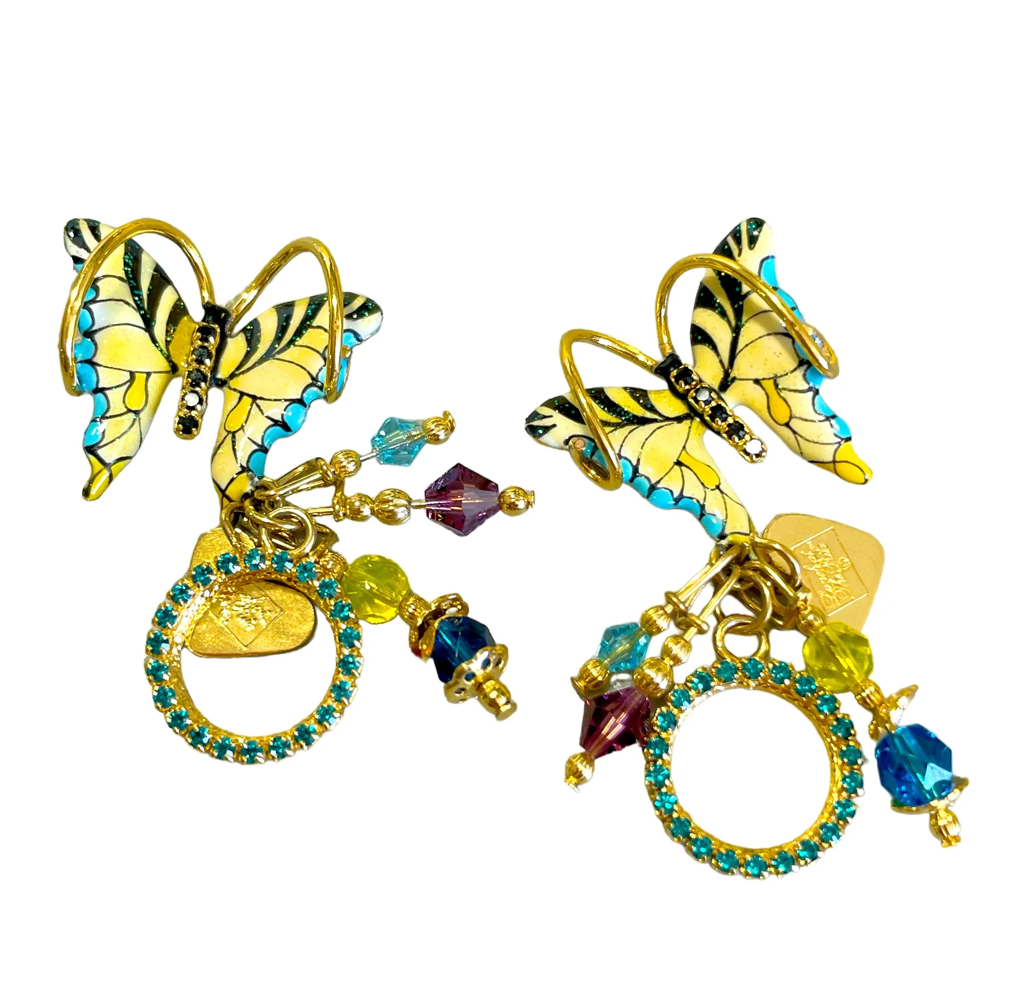 Lunch at The Ritz: Yellow Swallowtail Butterfly Post Earrings - 22k Gold Plated