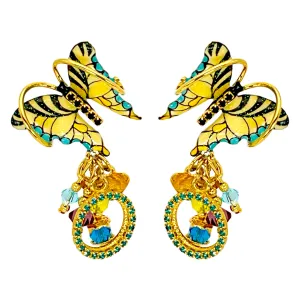 Lunch at The Ritz: Yellow Swallowtail Butterfly Post Earrings - 22k Gold Plated