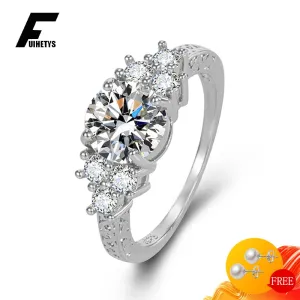 Luxury 925 Silver Jewelry Rings Round Zircon Gemstones Fine Accessories for Women Wedding Party Ornaments Wholesale Finger Ring