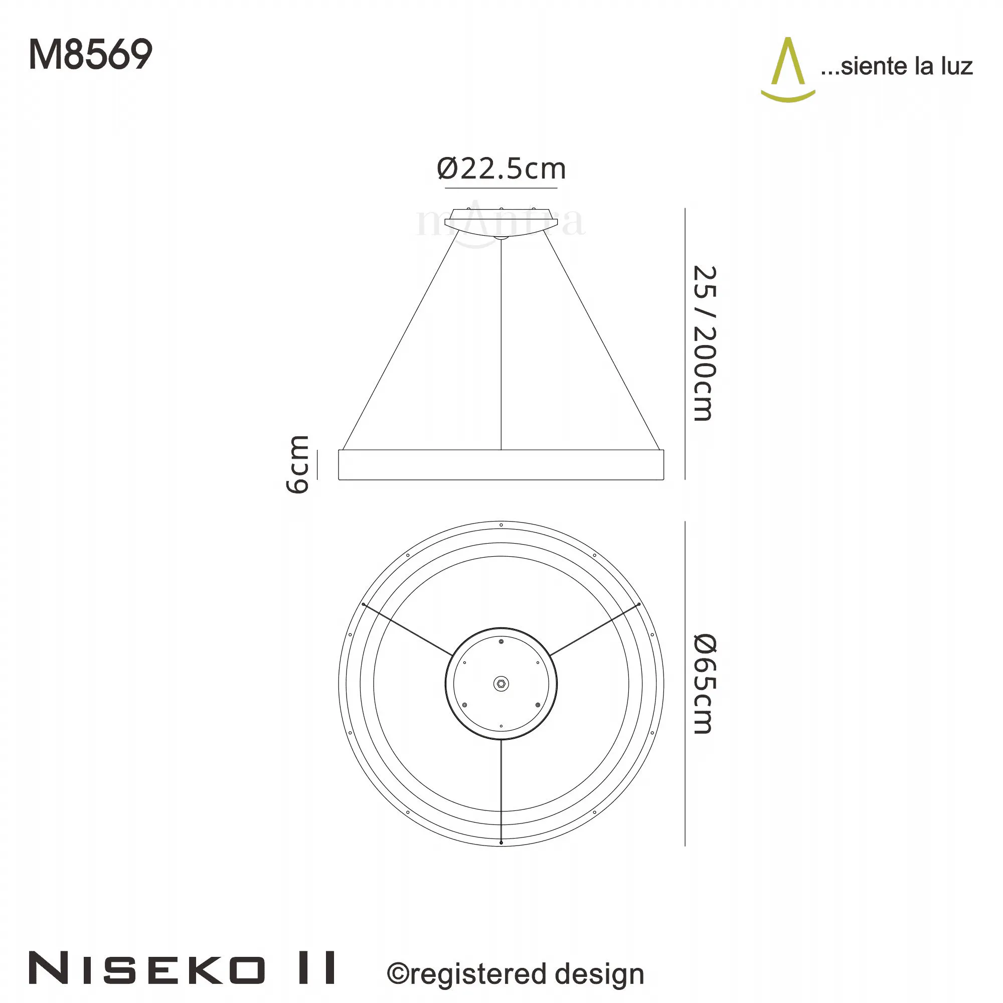 Mantra M8569 Niseko II Ring LED Pendant 65cm Remote Control White