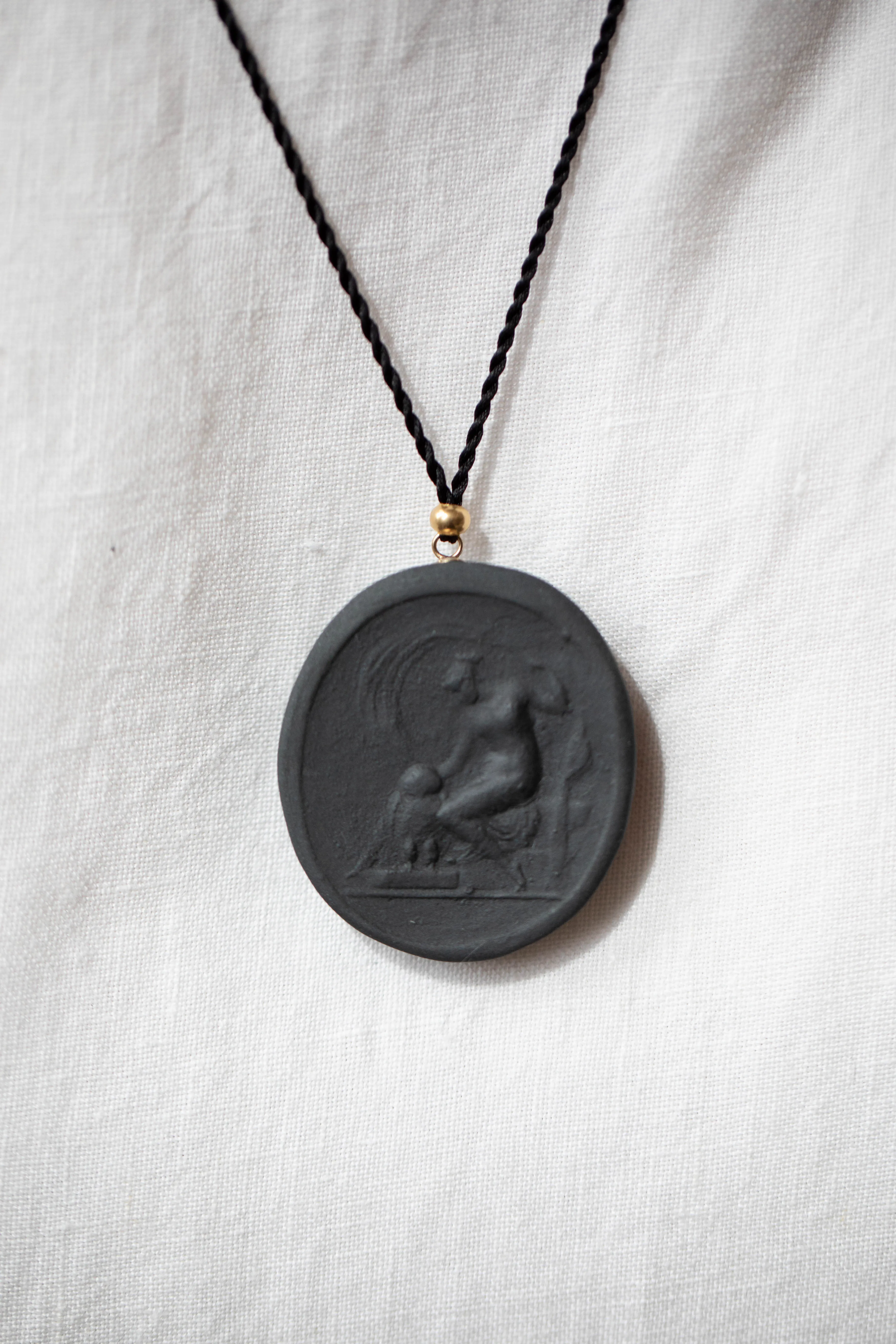 Marcie McGoldrick | Porcelain Cameo Pendant- Athena in Onxy