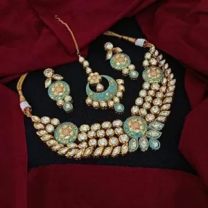 Meena Centre Chakra Necklace Earring And Teeka Set