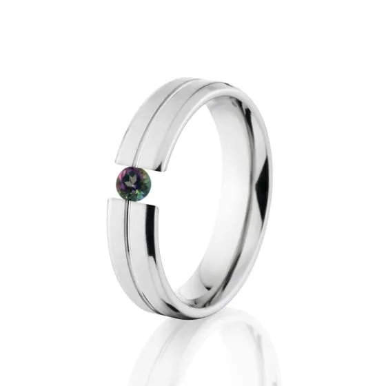 Mystic Topaz Tension Ring, Mystic Topaz Ring, 5mm Titanium Ring