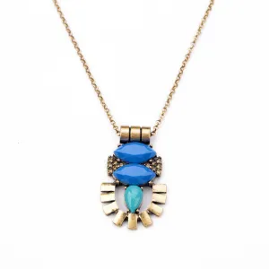 New Arrival Shi Jie Jewelry Resin Zinc Alloy Gold Plated Thin Chain Imitation Gem Pendant Egyptian Necklace