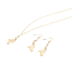 New Arrival Vintage Gold Jewelry Sets Fashion Hummer Pendant Statement Necklace & Crystal Drop Earrings for Women