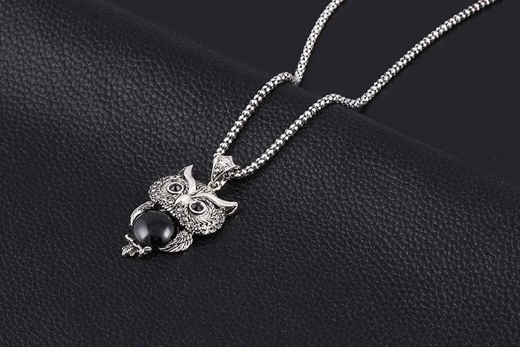 New Brand Design Jewelry Sets Silver Plated Retro Turquoise Pendant Necklace Owl drop earrings Charm bracelet Gift women