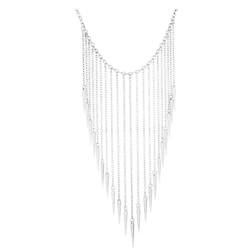 New Collares Jewelry European Style Vintage Trench Fashion Necklaces Rivet Long Tassel Punk Accessories