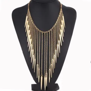 New Collares Jewelry European Style Vintage Trench Fashion Necklaces Rivet Long Tassel Punk Accessories