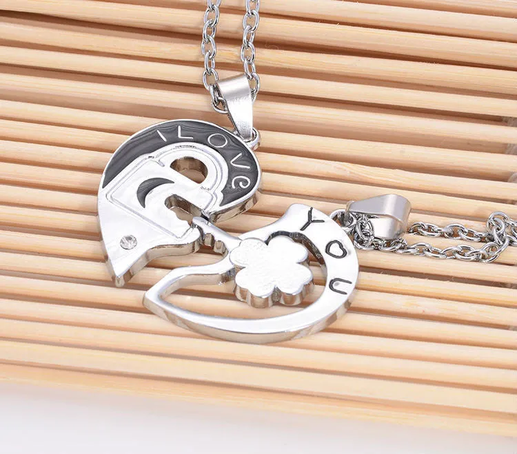 New Couple Lovers' Pendant Necklaces For Women's and Men's Fashion Metal Key Heart Necklace Jewelry