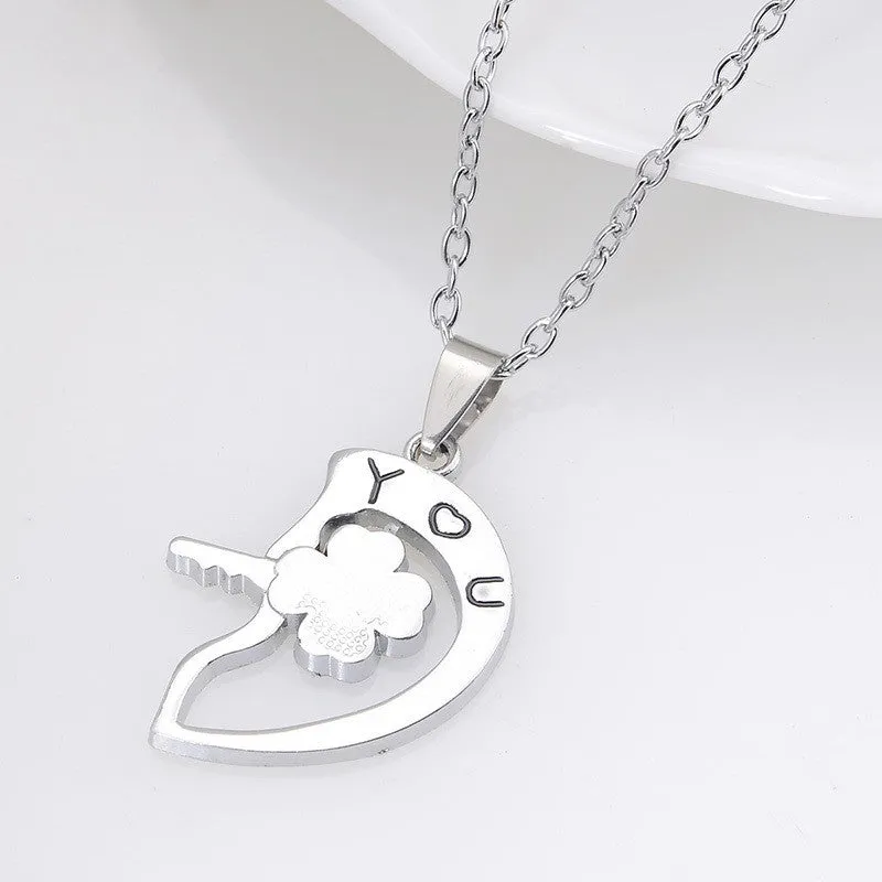 New Couple Lovers' Pendant Necklaces For Women's and Men's Fashion Metal Key Heart Necklace Jewelry