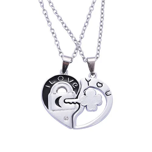 New Couple Lovers' Pendant Necklaces For Women's and Men's Fashion Metal Key Heart Necklace Jewelry