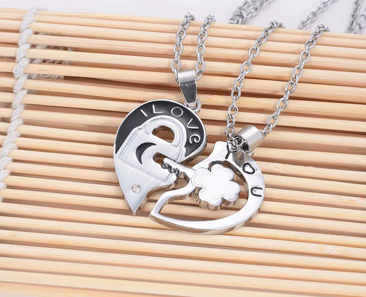 New Couple Lovers' Pendant Necklaces For Women's and Men's Fashion Metal Key Heart Necklace Jewelry