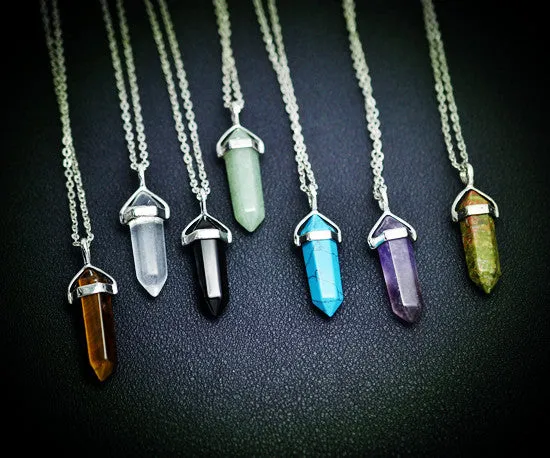 New Fashion jewelry Natural Quartz turquoise Agate Amethyst stone pendant necklace Women/Girl lover Valentine's Day gifts