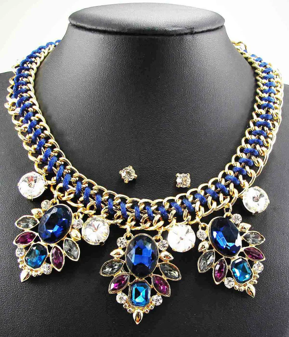 Newest handmade popular Gorgeous Fashion Necklace Jewelry crystal Department Statement Necklace Women Choker Necklaces Pendants