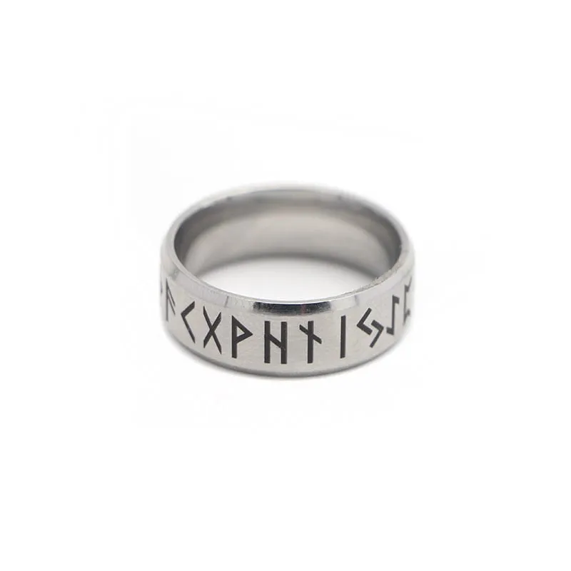 Norse Viking Rune Ring Stainless in Silver or Black R023