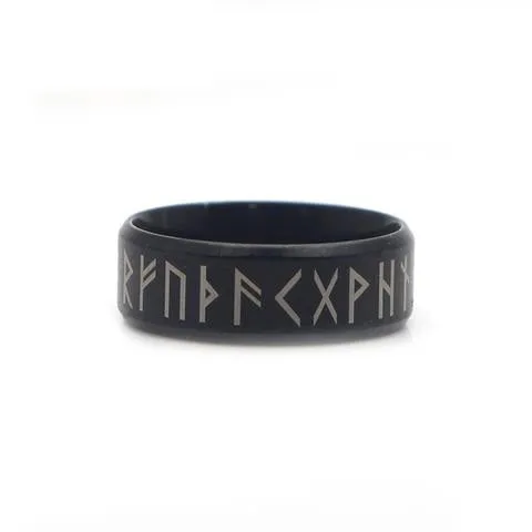 Norse Viking Rune Ring Stainless in Silver or Black R023