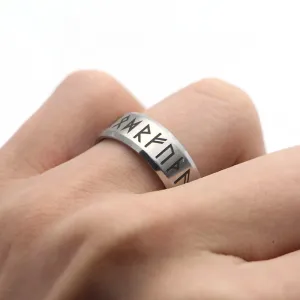 Norse Viking Rune Ring Stainless in Silver or Black R023