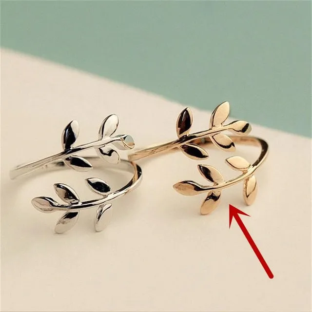 Olive Tree Branch Leaves Open Ring