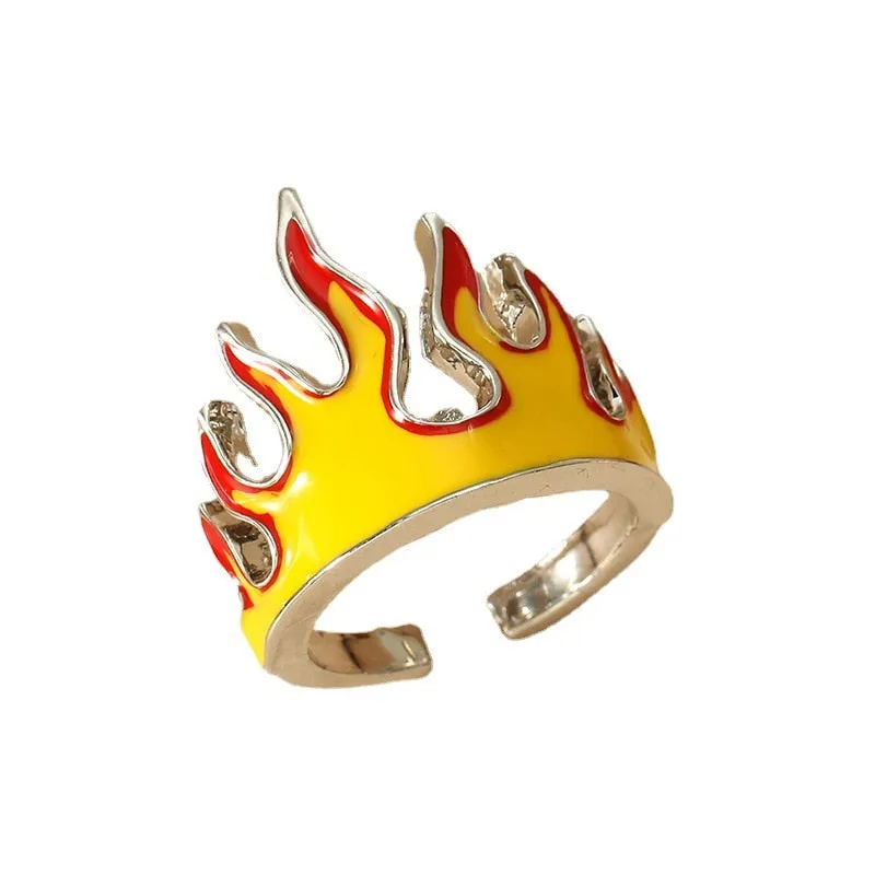 Open Flame Ring | Fire Ring | Punk Ring | Hip hop Rings | Cosplay Flame Metal Ring | Streetwear Rings | Adjustable Rings | Friendship Rings