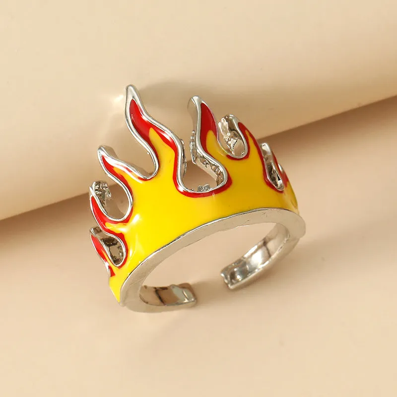 Open Flame Ring | Fire Ring | Punk Ring | Hip hop Rings | Cosplay Flame Metal Ring | Streetwear Rings | Adjustable Rings | Friendship Rings