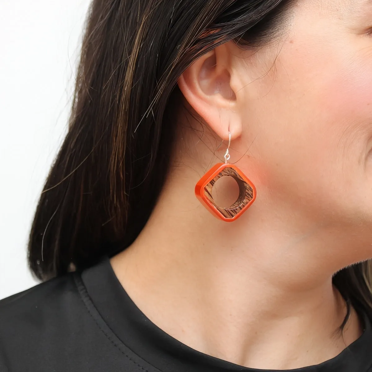 Orange Geoblend Dangle Earring