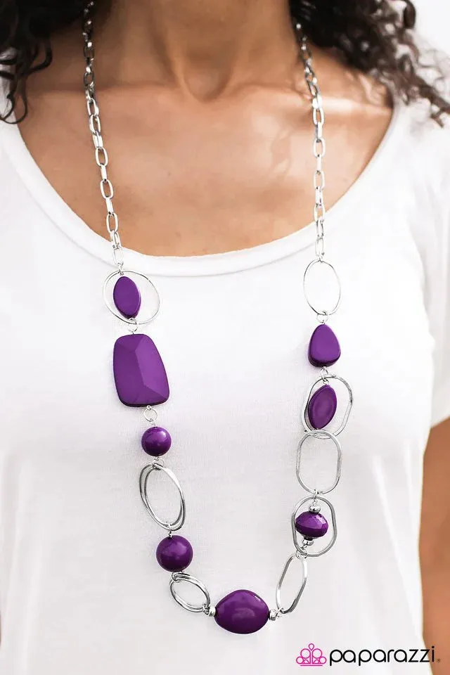 Paparazzi Necklace ~ Geo Queen - Purple