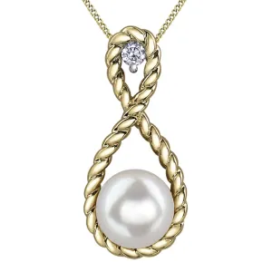 Pearl and Diamond Braided Pendant