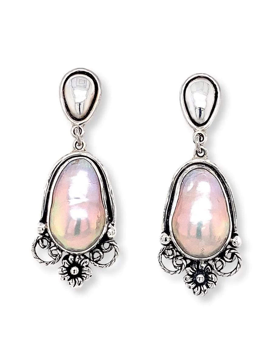 Pearl Dangle Earrings in Sterling Silver