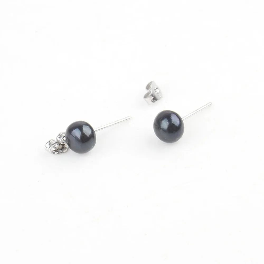 Pearl Stud Earrings For Men - 7mm Black