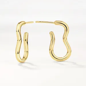 Pinched Paperclip Hoop Stud Earrings in Gold