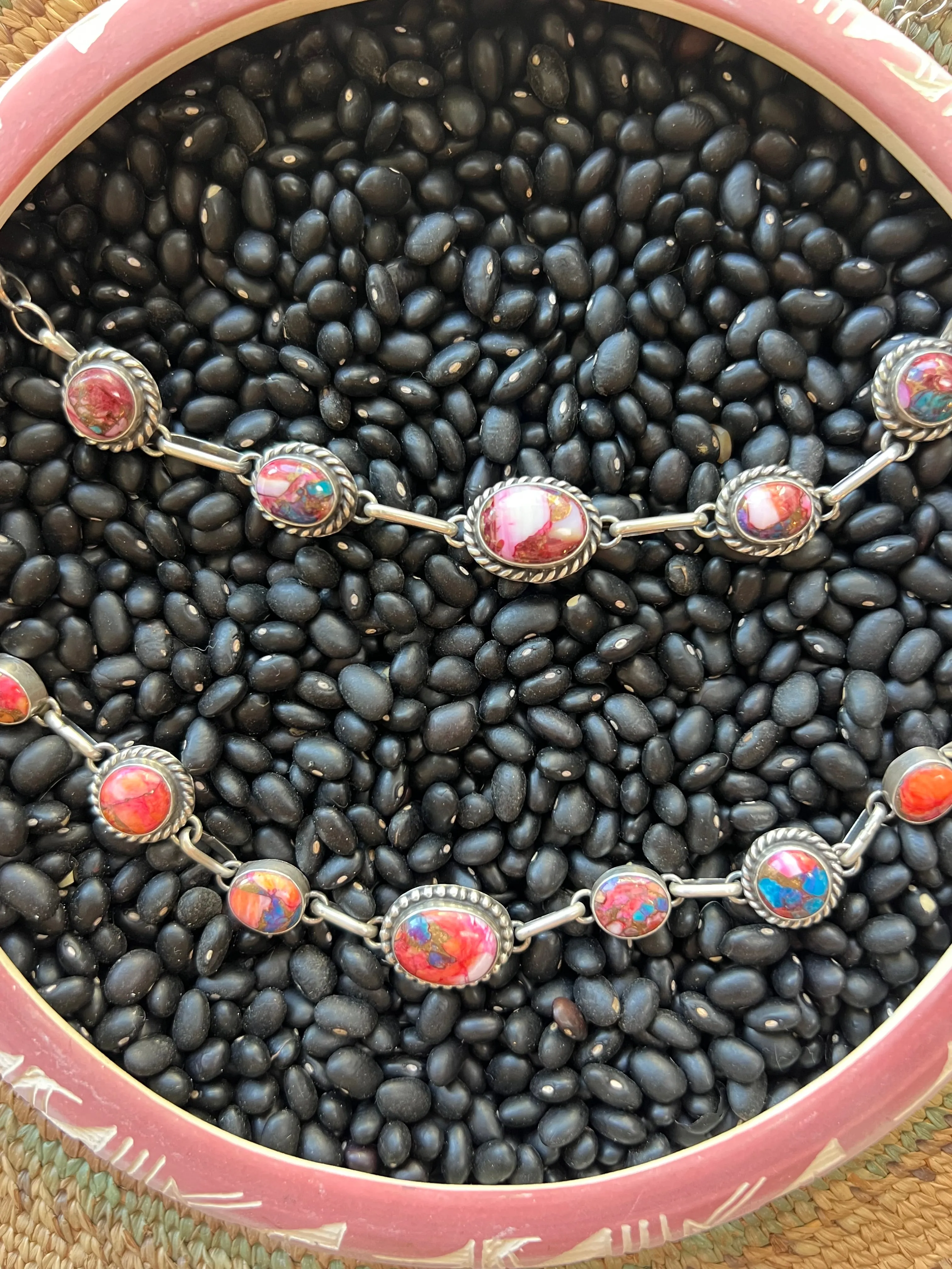 Pink Dahlia 7 Stone Choker