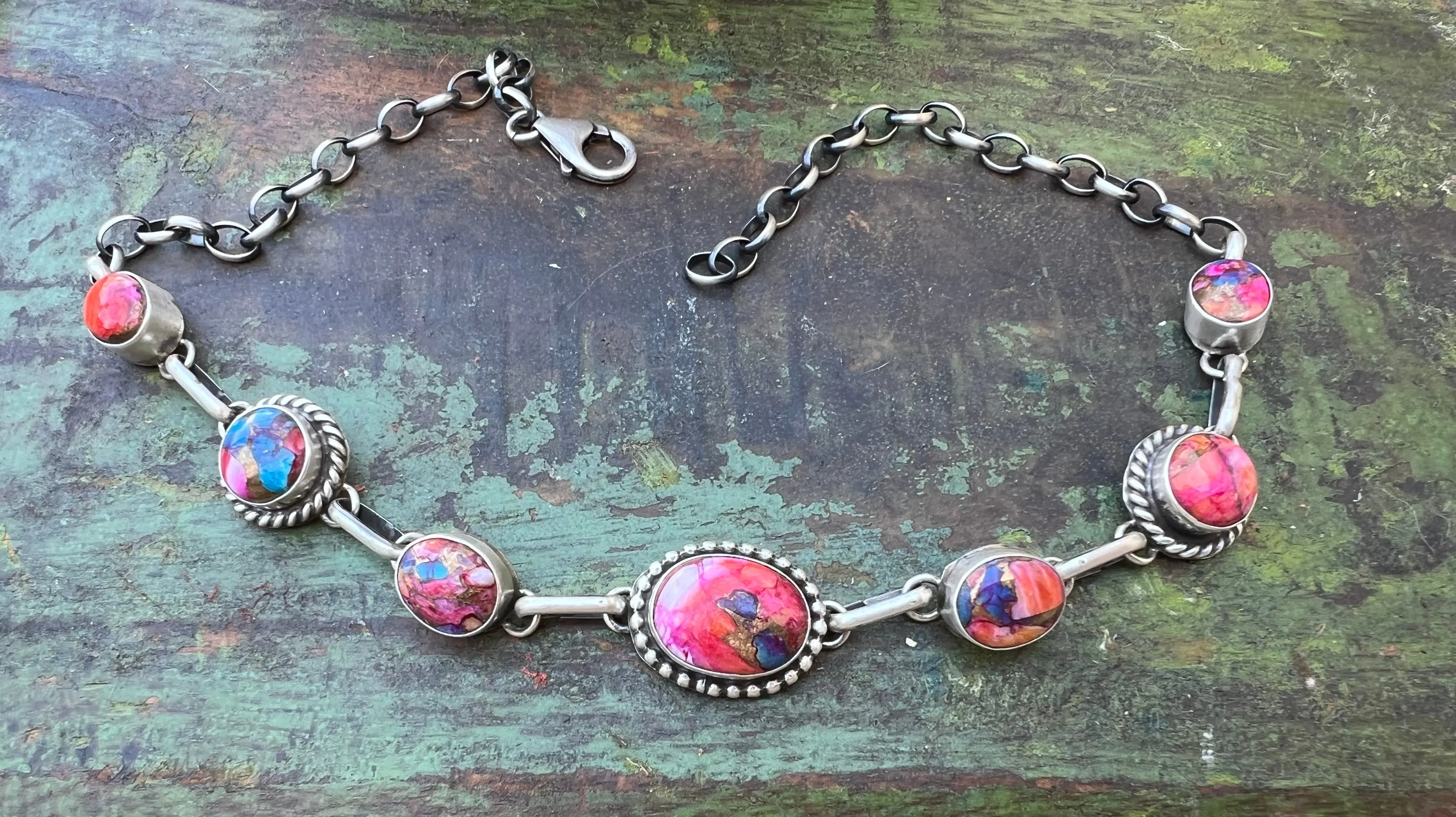 Pink Dahlia 7 Stone Choker