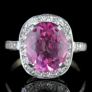 Pink Topaz Diamond Gold Ring 6Ct Pink Topaz