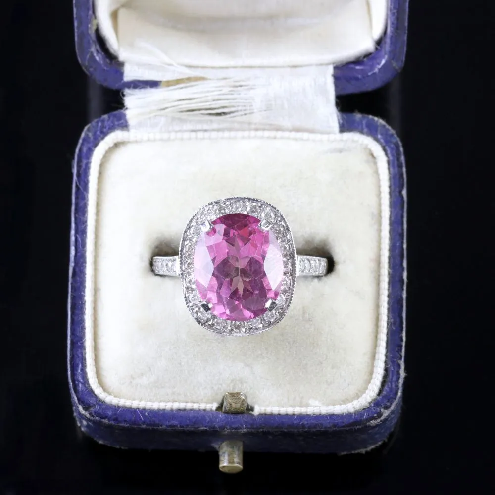 Pink Topaz Diamond Gold Ring 6Ct Pink Topaz