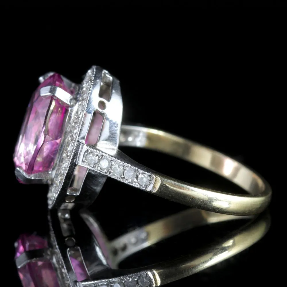 Pink Topaz Diamond Gold Ring 6Ct Pink Topaz