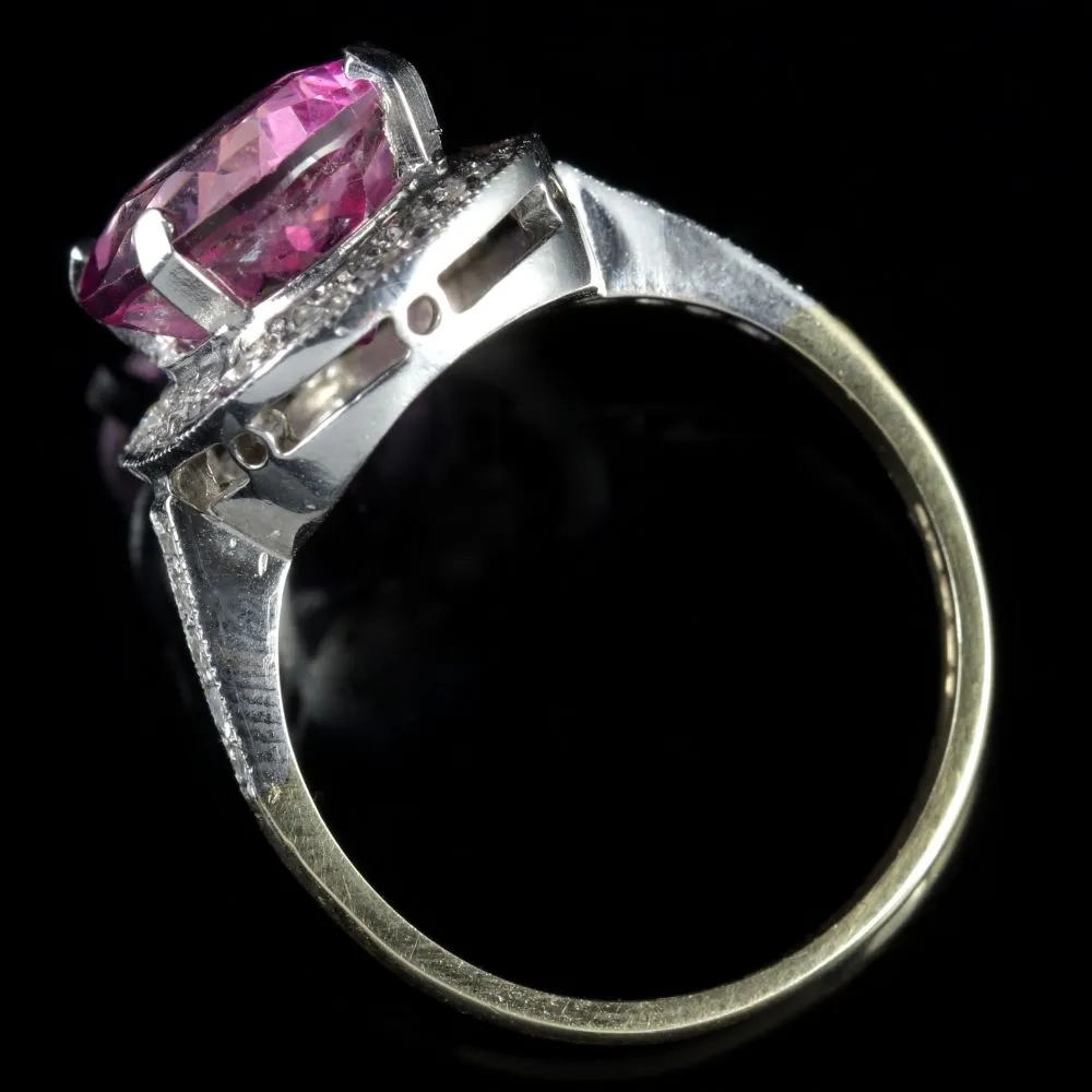 Pink Topaz Diamond Gold Ring 6Ct Pink Topaz