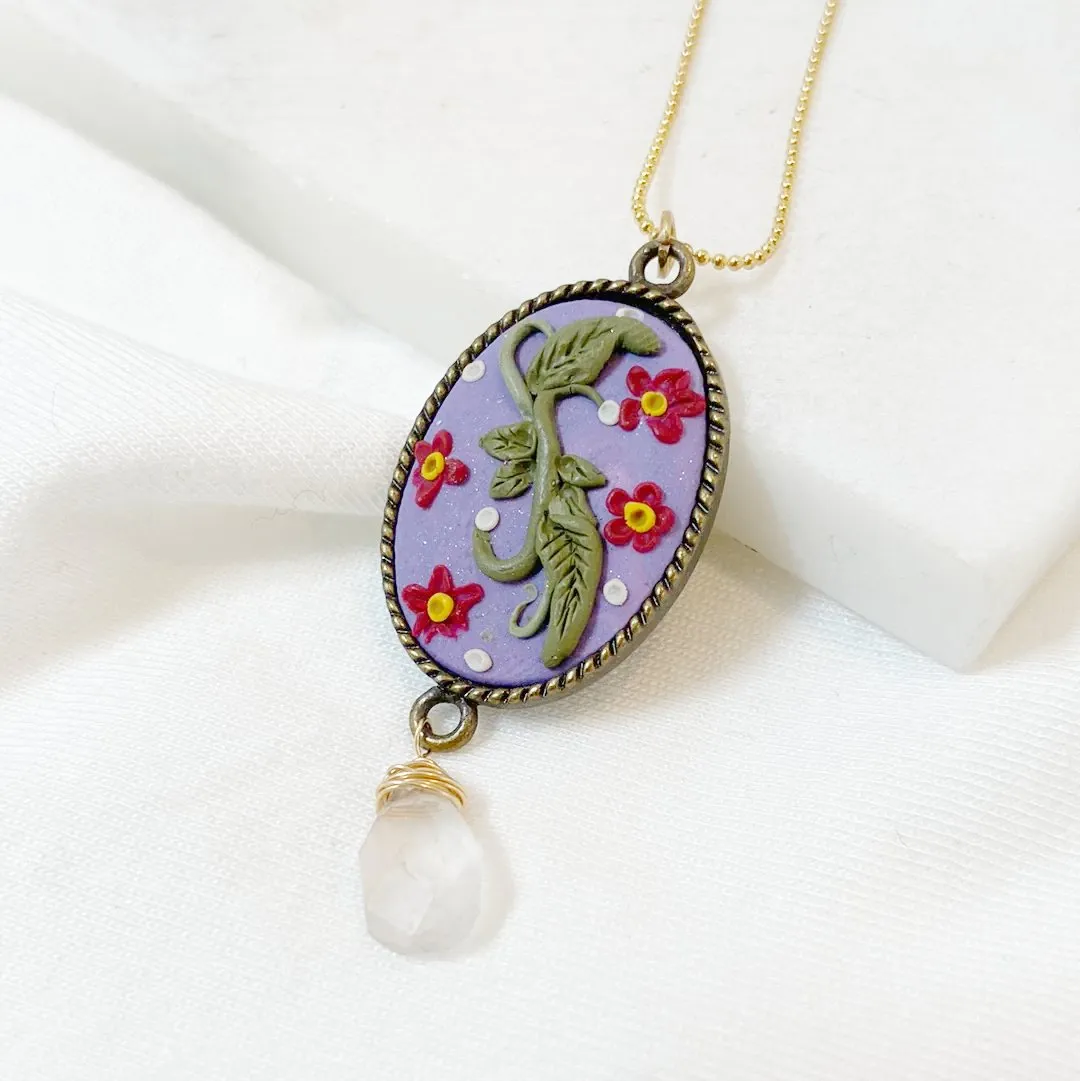 Polymer Clay Floral Sculpted Necklace-Uni-T