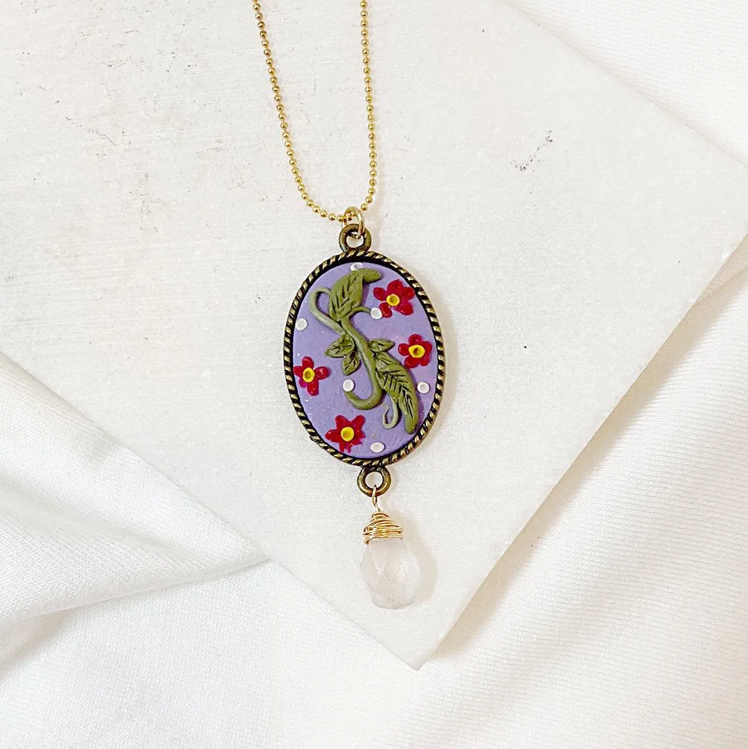 Polymer Clay Floral Sculpted Necklace-Uni-T