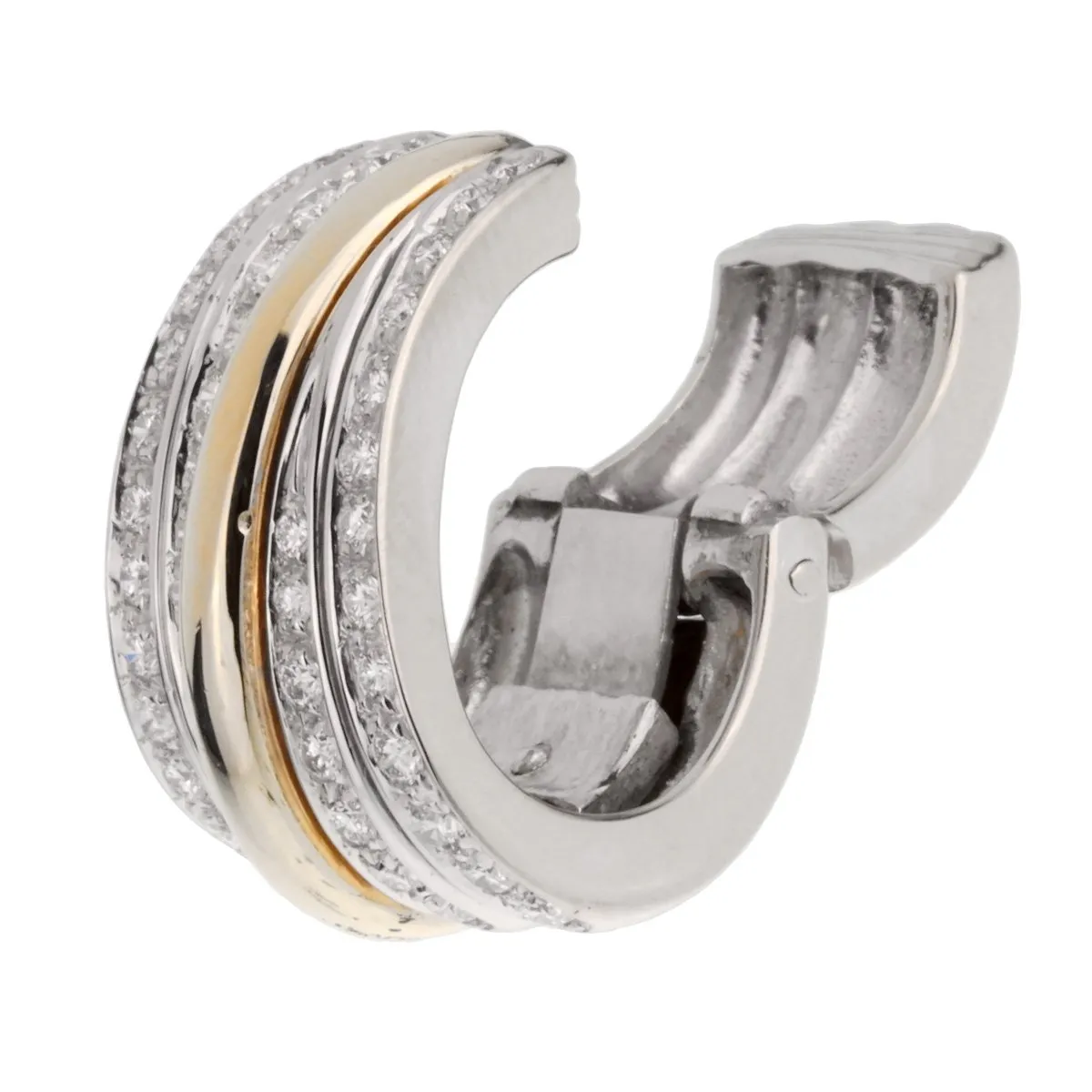 Pomellato Diamond Hoop Clip On Two Tone Gold Earrings