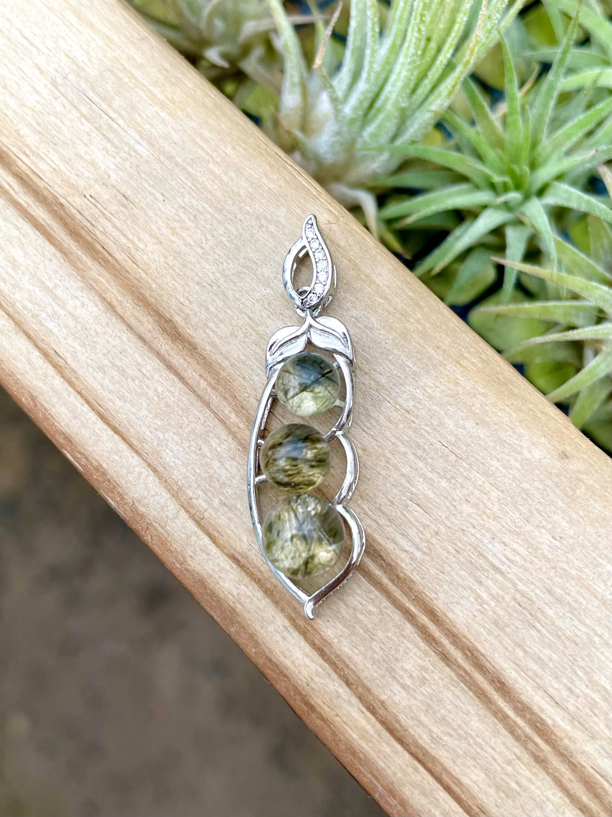 Prehnite Peas in a Pod Pendant