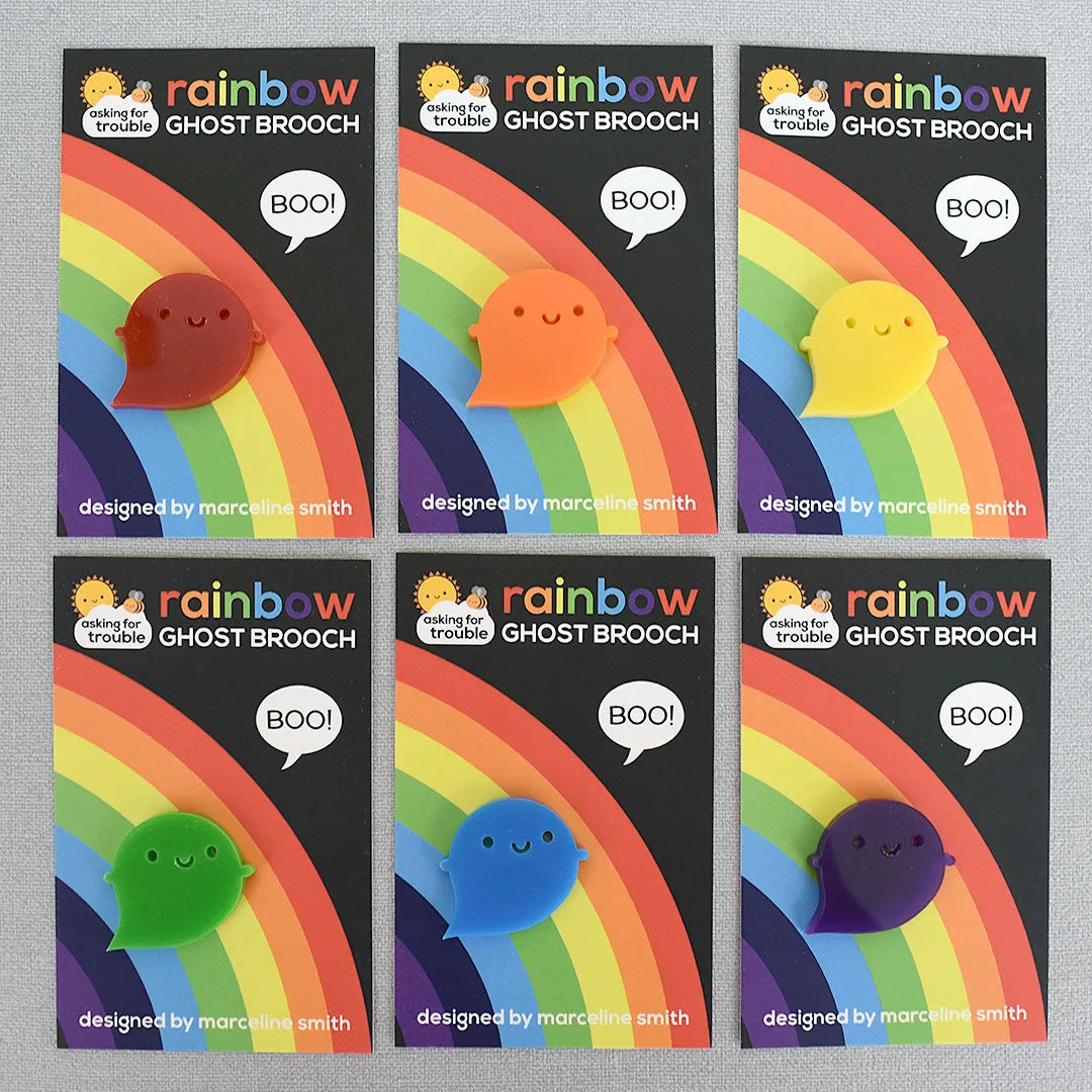 Rainbow Ghost Acrylic Brooches - Limited Edition