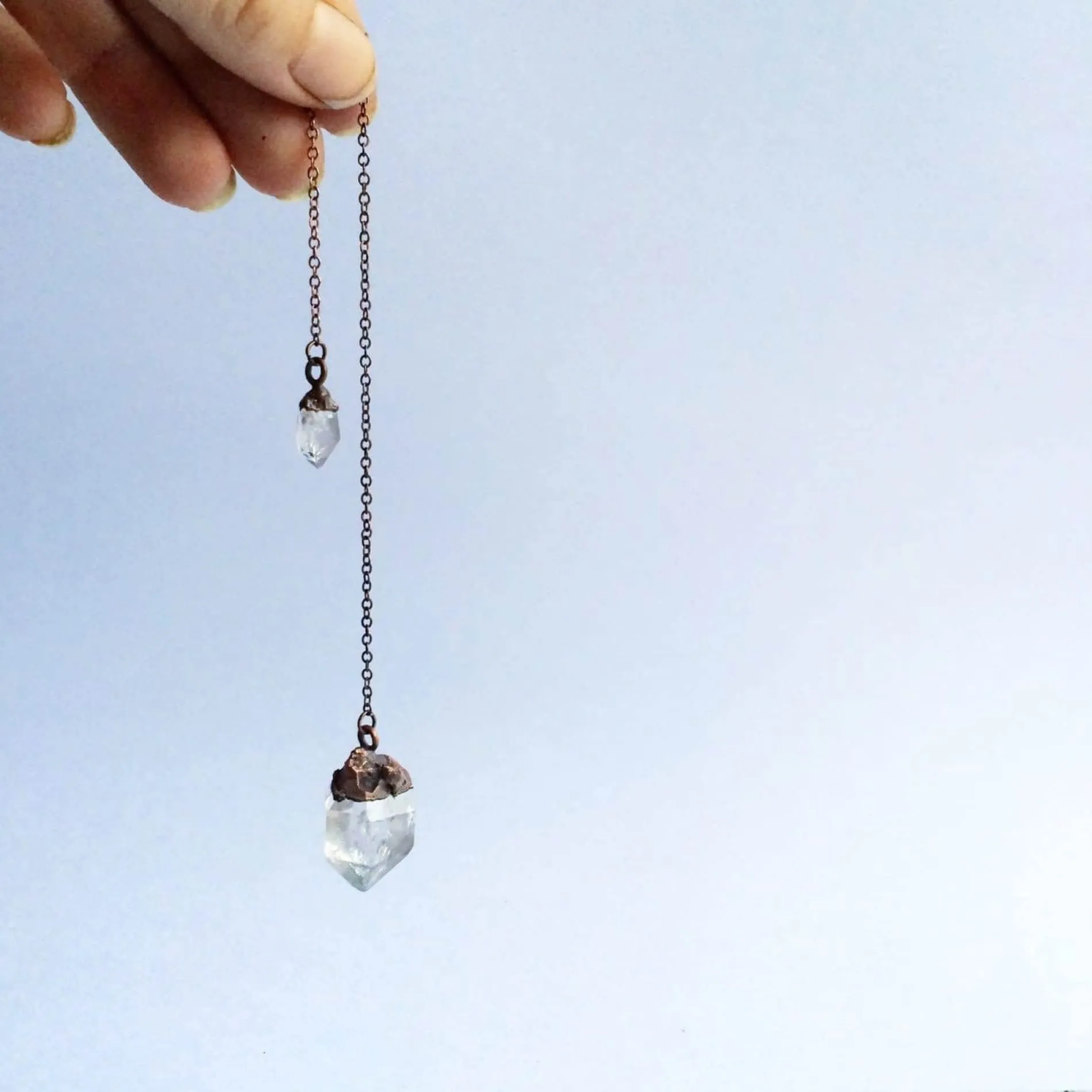 Raw crystal pendulum | Electroformed crystal pendulum