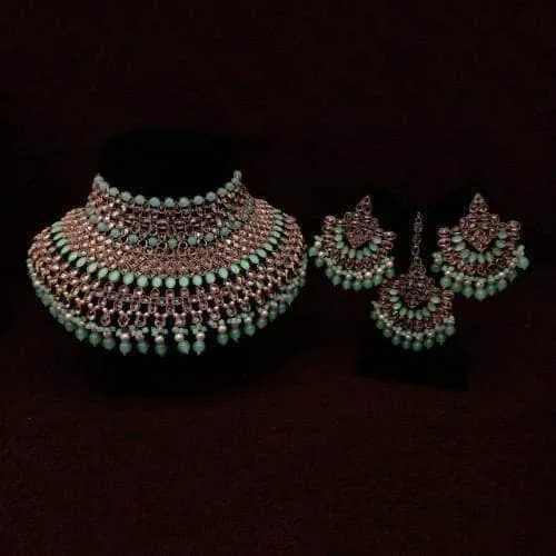 Reverse Ad Bridal Choker Earring And Teeka Set