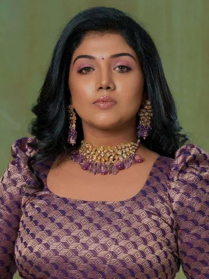 Riythvika In Semi Precious Center Stone Choker And Earring Set