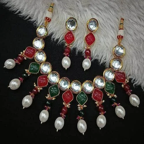 Round Kundan Stonemoti Set