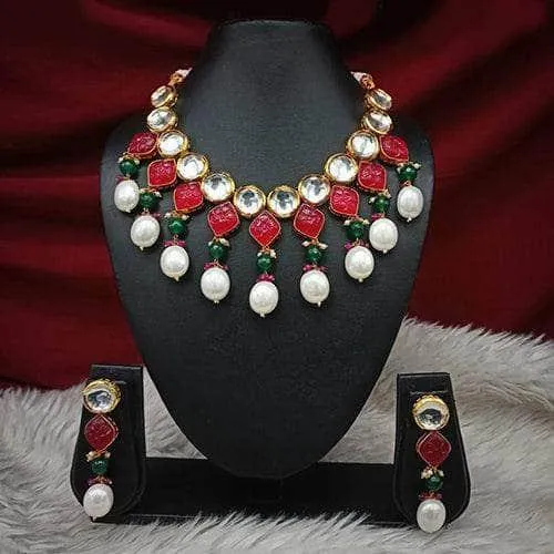 Round Kundan Stonemoti Set