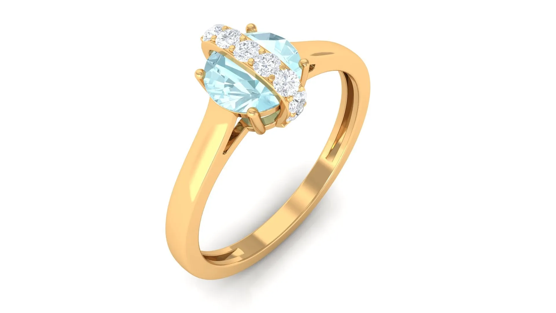 Round Sky Blue Topaz Designer Engagement Ring