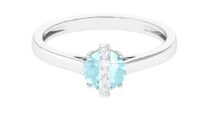 Round Sky Blue Topaz Designer Engagement Ring