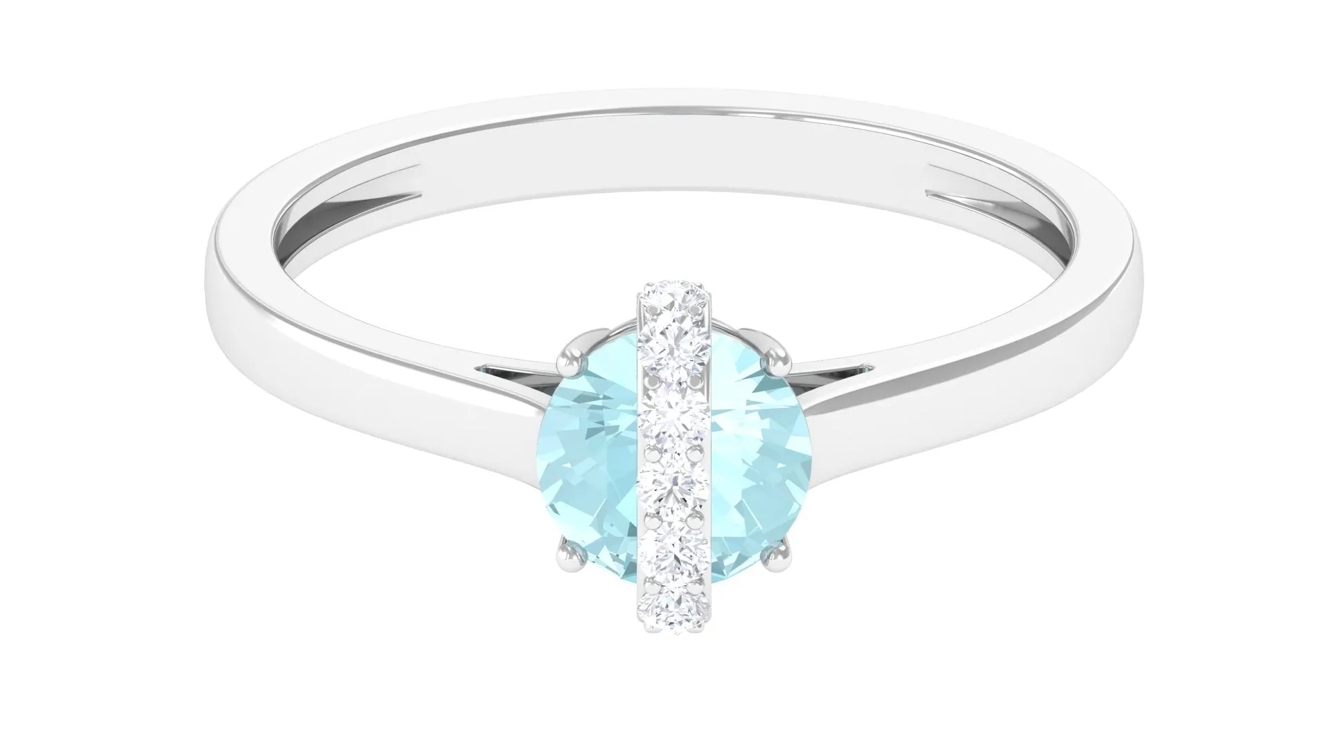 Round Sky Blue Topaz Designer Engagement Ring